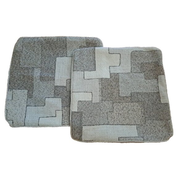 Geometric Textured Euro Pillow Sham Covers Beige Puzzle Contemporary Zip 23x23 - Picture 1 of 4